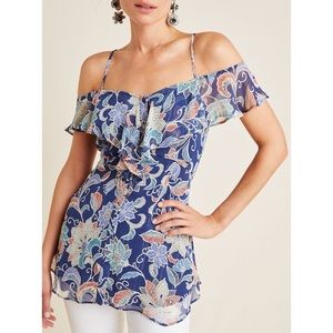 Maeve | Mariposa Open-Shoulder Ruffled Top